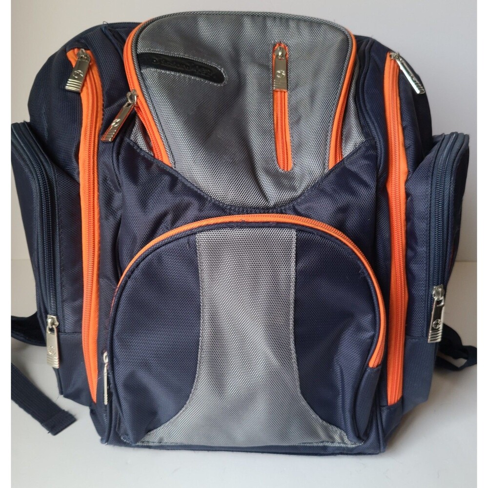 J Is For Jeep Insulated Backpack Cooler /diaper. Navy Orange Multi Pocket